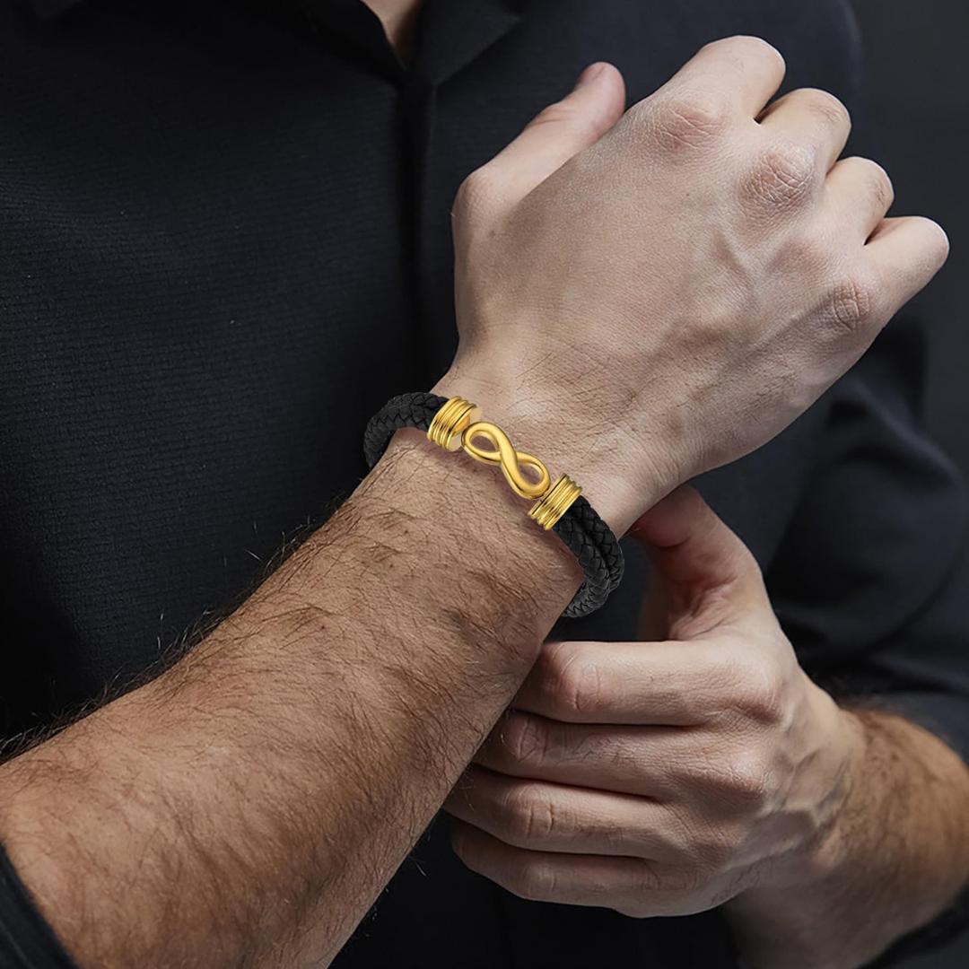 EternaLink Double Braided Gold Infinity Bracelet-Personalised Bracelet-Auswara