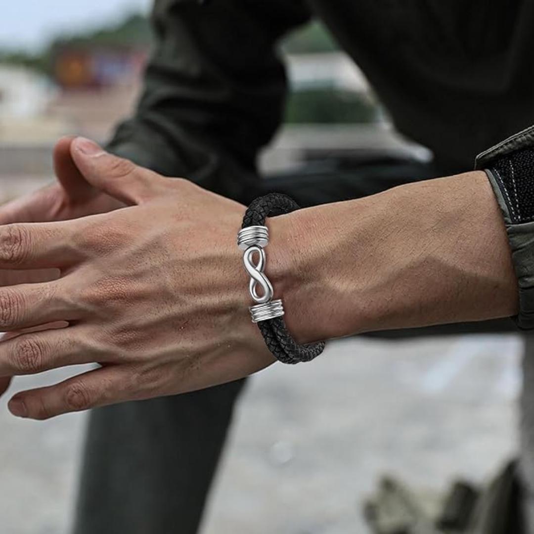 EternaLink Double Braided Silver Infinity Bracelet-Personalised Bracelet-Auswara