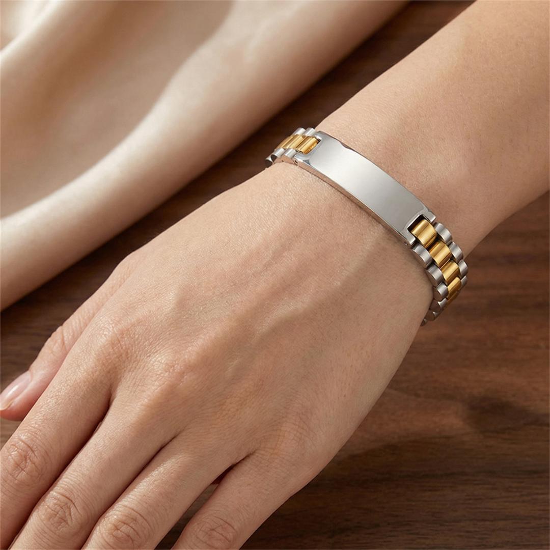 Evermark Unisex Personalised Link Bracelet-Personalised Bracelet-Auswara