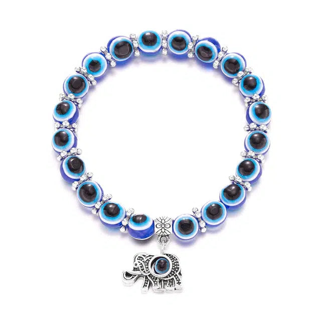Evil Eye Beads Bracelet with Elephant Charm-Evil Eye Bracelet-Auswara