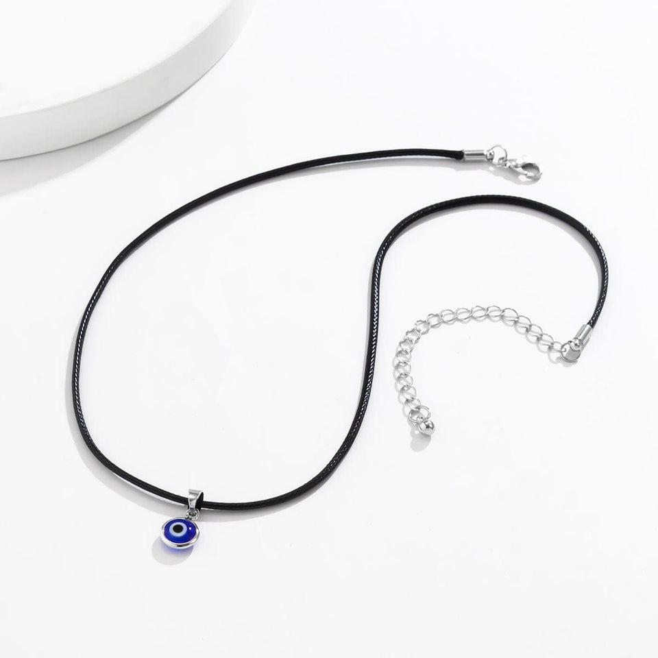 Evil Eye Pendant with Black String Necklace-Evil Eye Necklace-Auswara