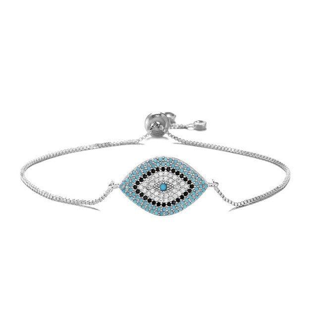 Evil Eye Slider Chain Bracelet-Evil Eye Bracelet-Auswara