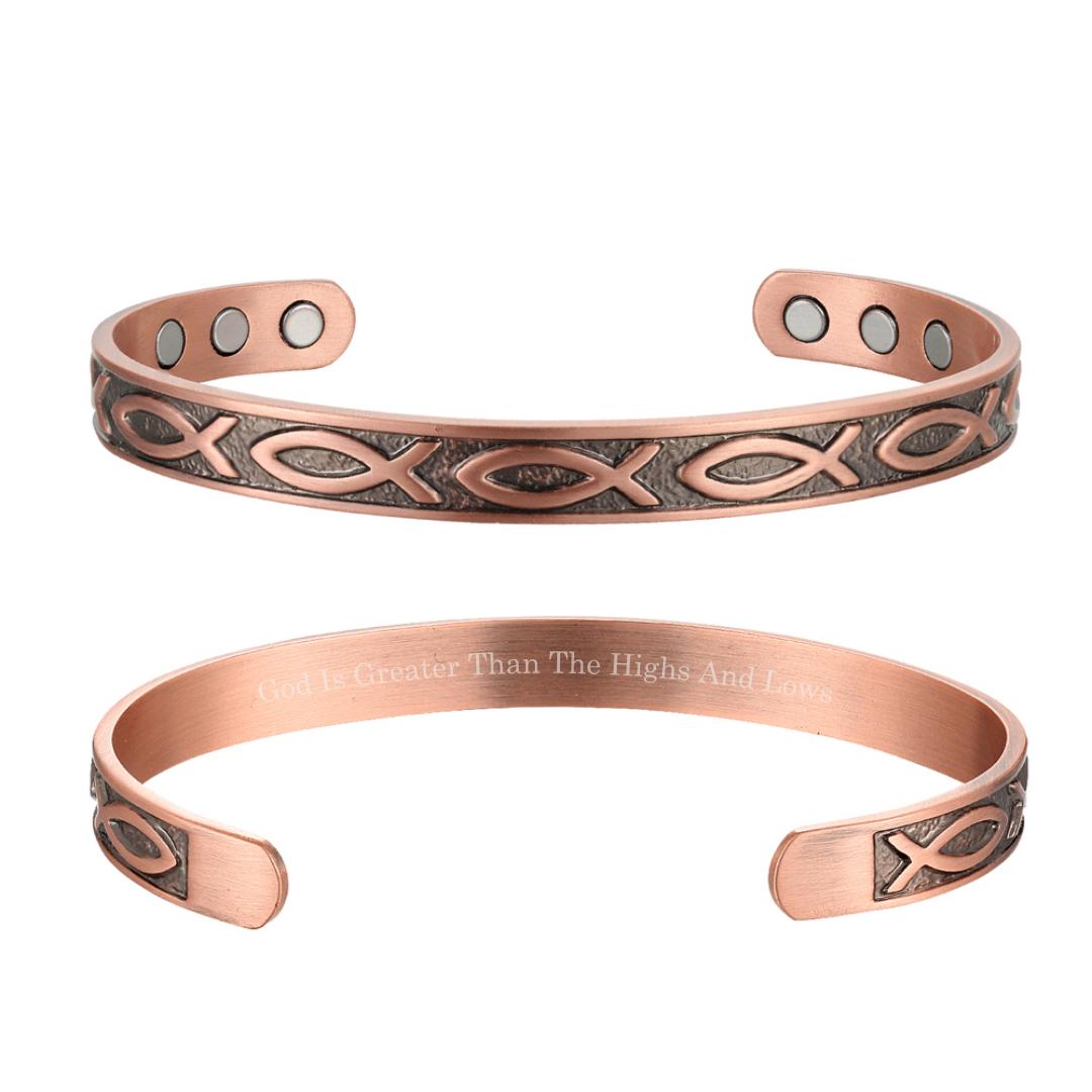 Faith Ichthys Copper Cuff – Light-Revealed Edition for Her-Cross Bracelet-Auswara