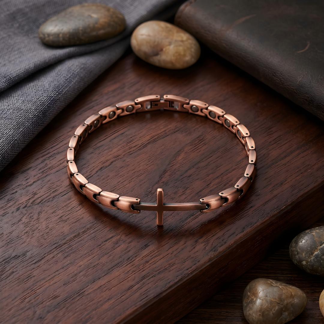 FaithCore Unisex Copper Bracelet-Cross Bracelet-Auswara