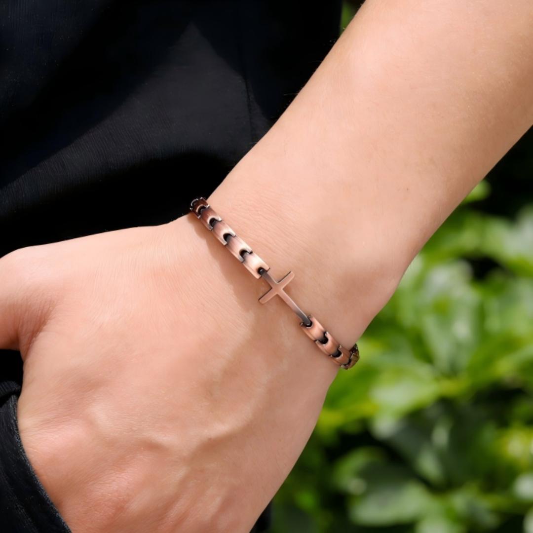 FaithCore Unisex Copper Bracelet-Cross Bracelet-Auswara