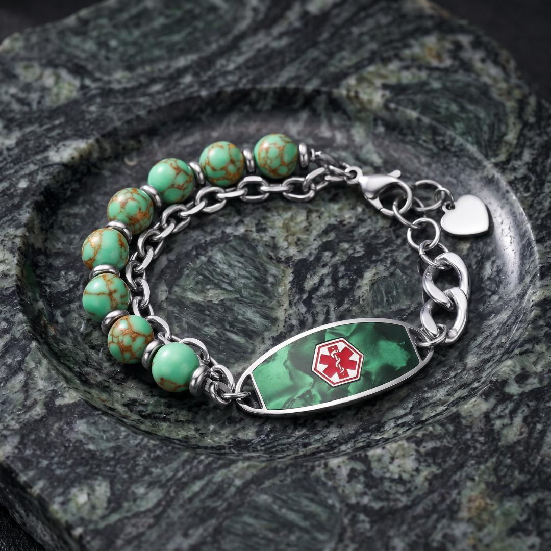 Green Monaco Women Medical ID Bracelet-Medical ID Bracelet-Auswara