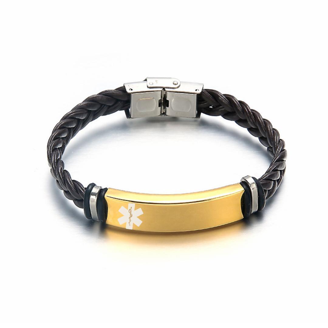 Guardian Braided Leather Medical ID Bracelet-Medical ID Bracelet-Auswara