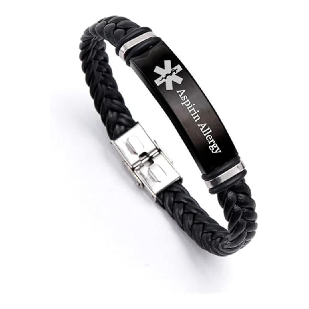 Guardian Braided Leather Medical ID Bracelet-Medical ID Bracelet-Auswara