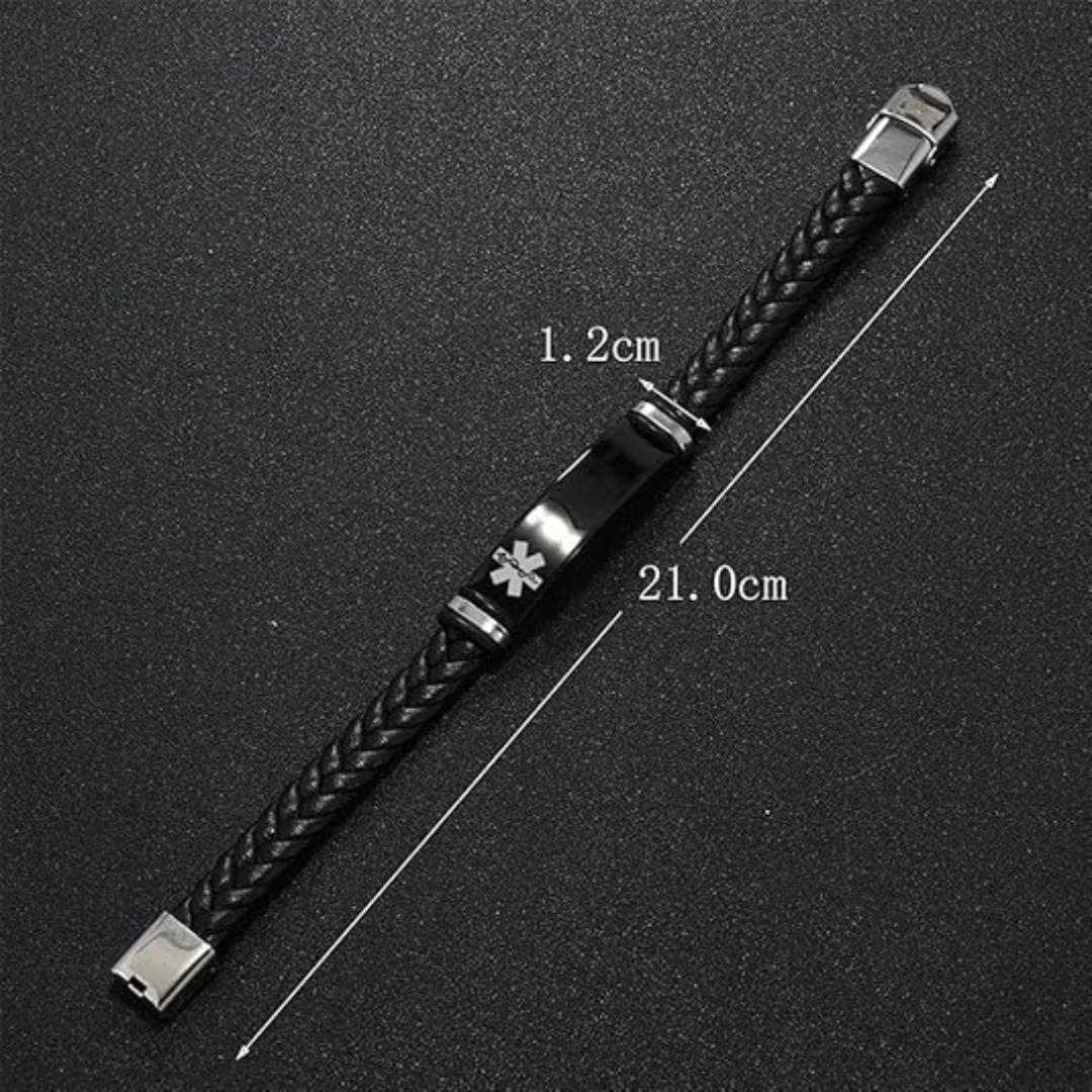 Guardian Braided Leather Medical ID Bracelet-Medical ID Bracelet-Auswara