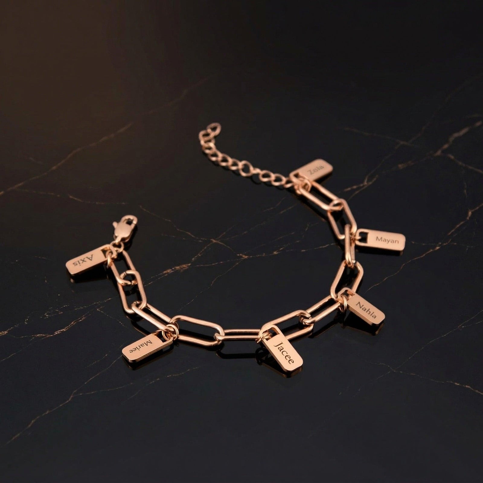 Harlow Tag Charm Bracelet | Personalised Name Bracelet-Personalised Bracelet-Auswara