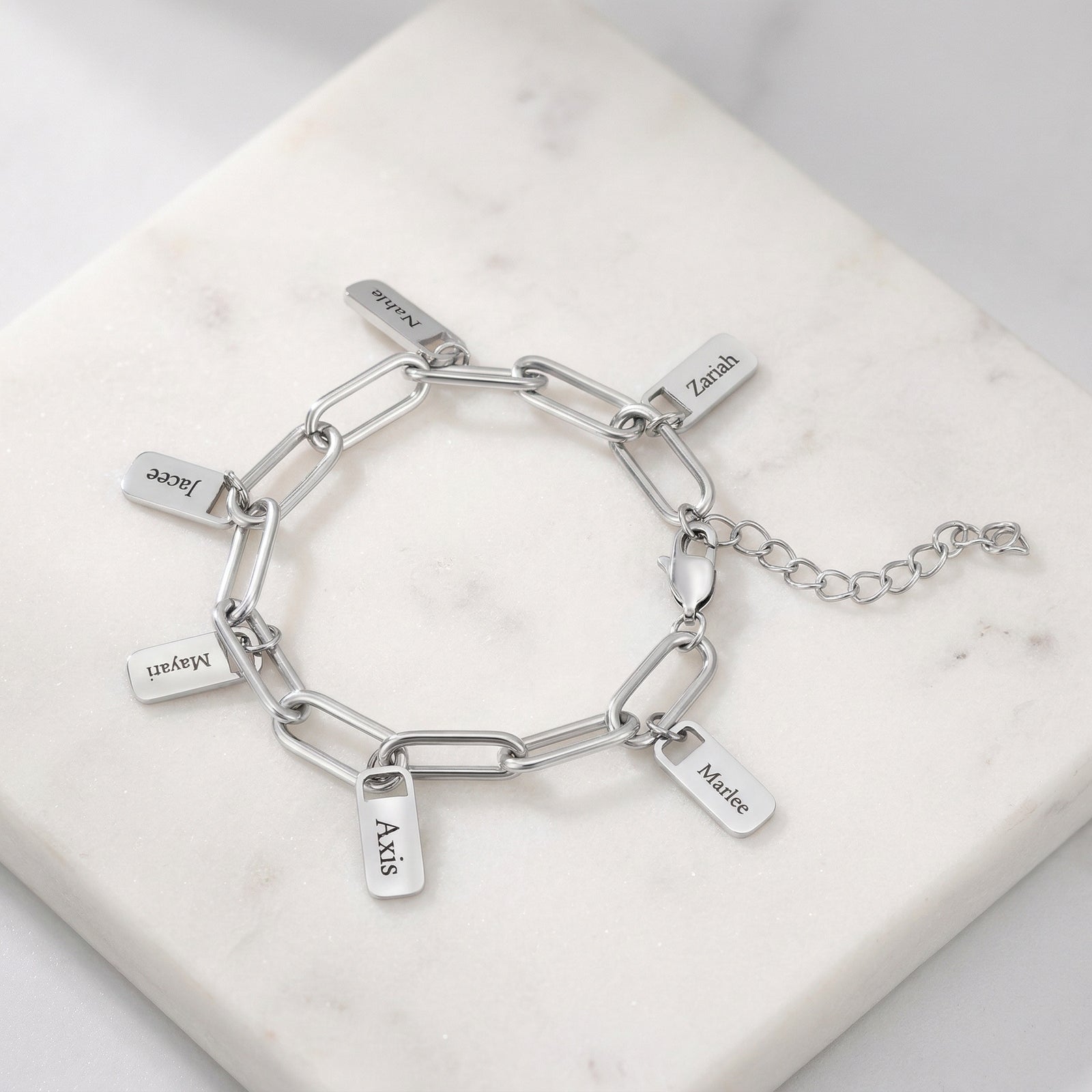 Harlow Tag Charm Bracelet | Personalised Name Bracelet-Personalised Bracelet-Auswara