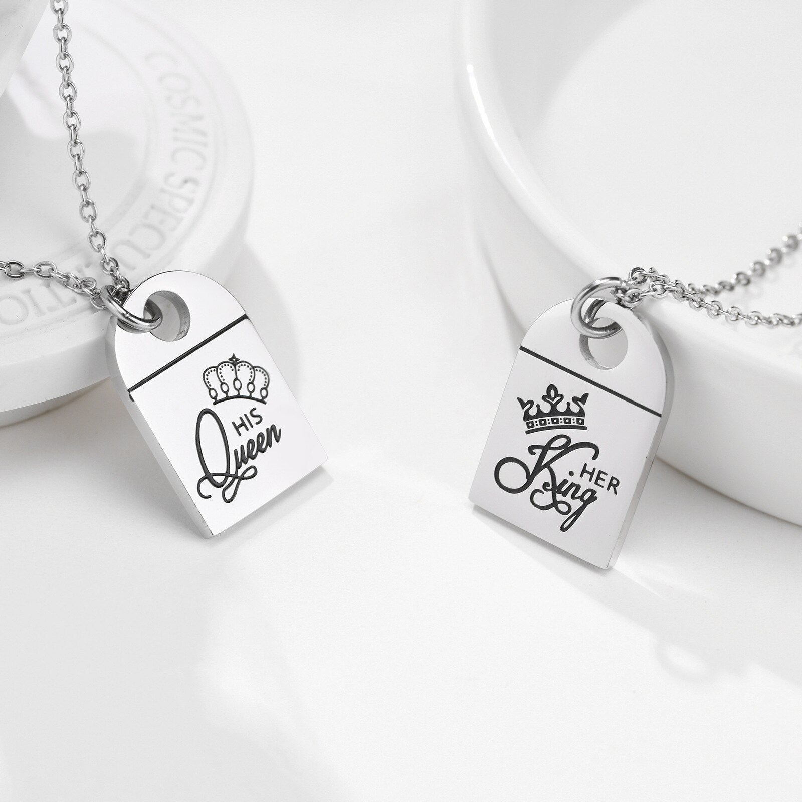 Her King & His Queen Couples Chain Necklace-Couples Necklace-Auswara