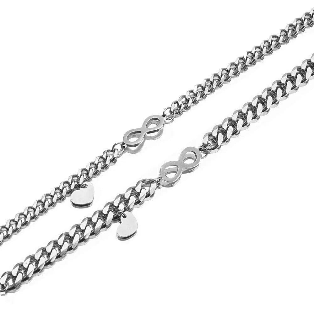 Infinity Couples Bracelet with Heart Charm-Couple Bracelet-Auswara