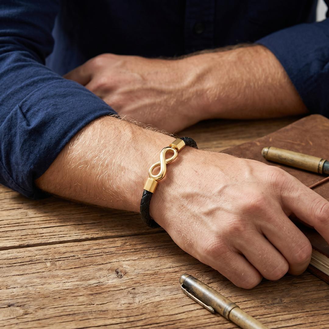 InfinityBond Personalised Leather Bracelet-Personalised Bracelet-Auswara