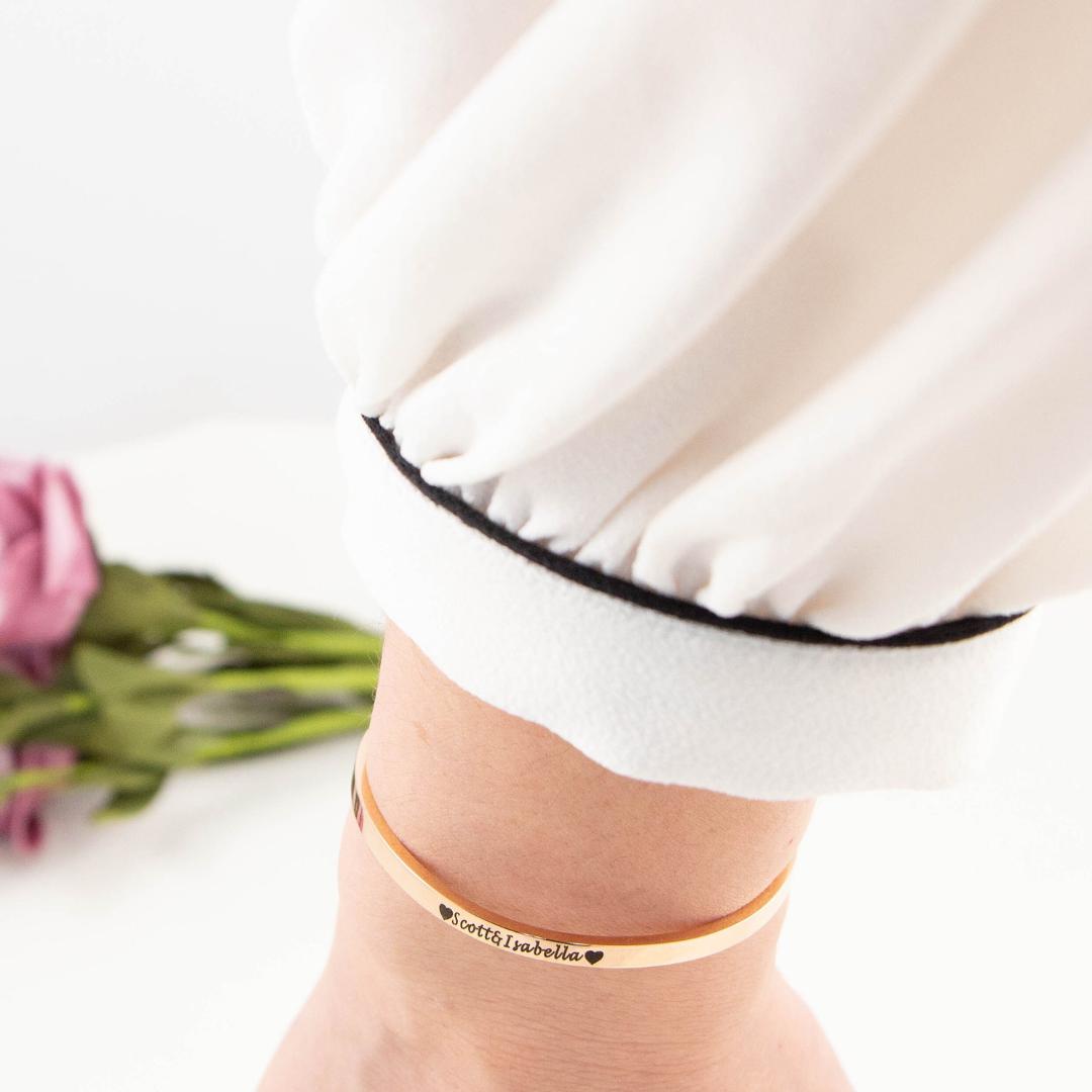 Inspirational Engraved Gold Cuff Bracelet-Personalised Bracelet-Auswara