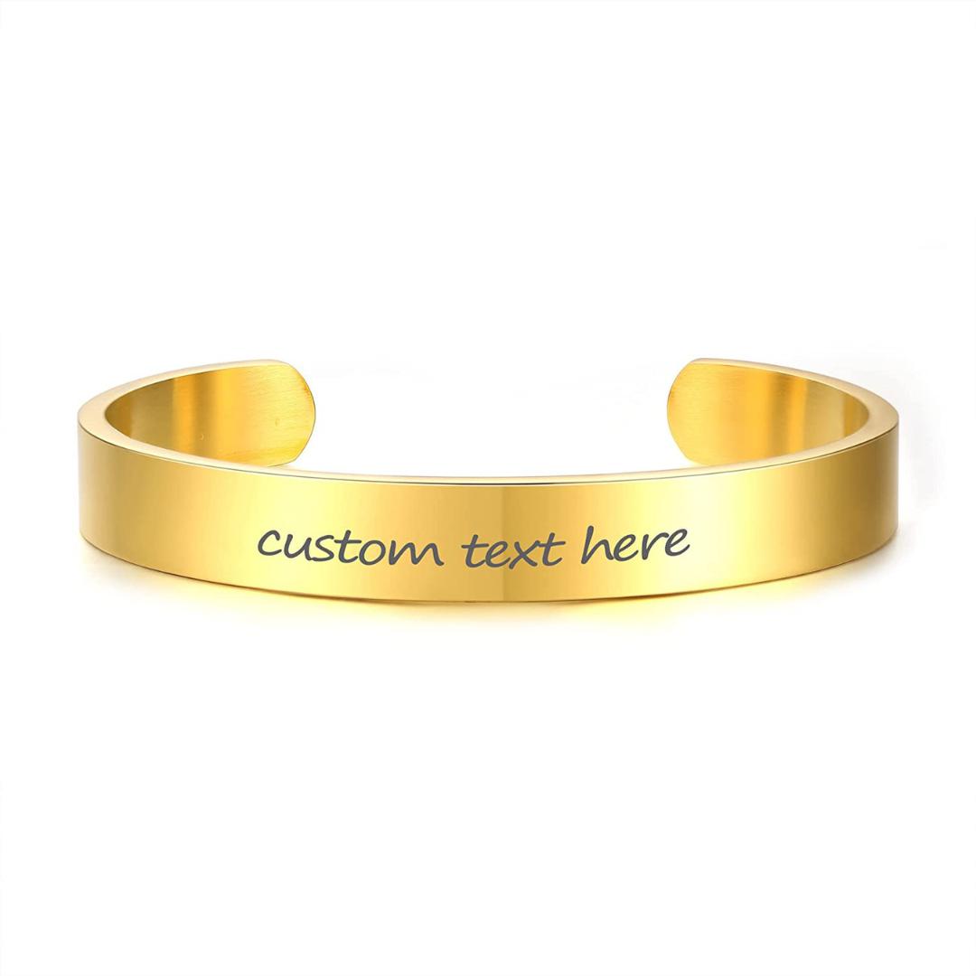 Inspirational Engraved Gold Cuff Bracelet-Personalised Bracelet-Auswara