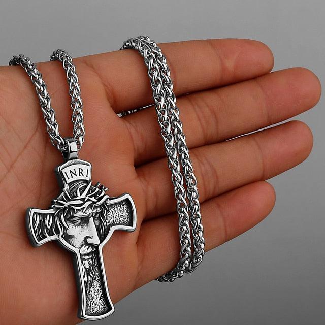 Jesus Face Crucifix Cross Pendant Necklace-Cross Necklace-Auswara