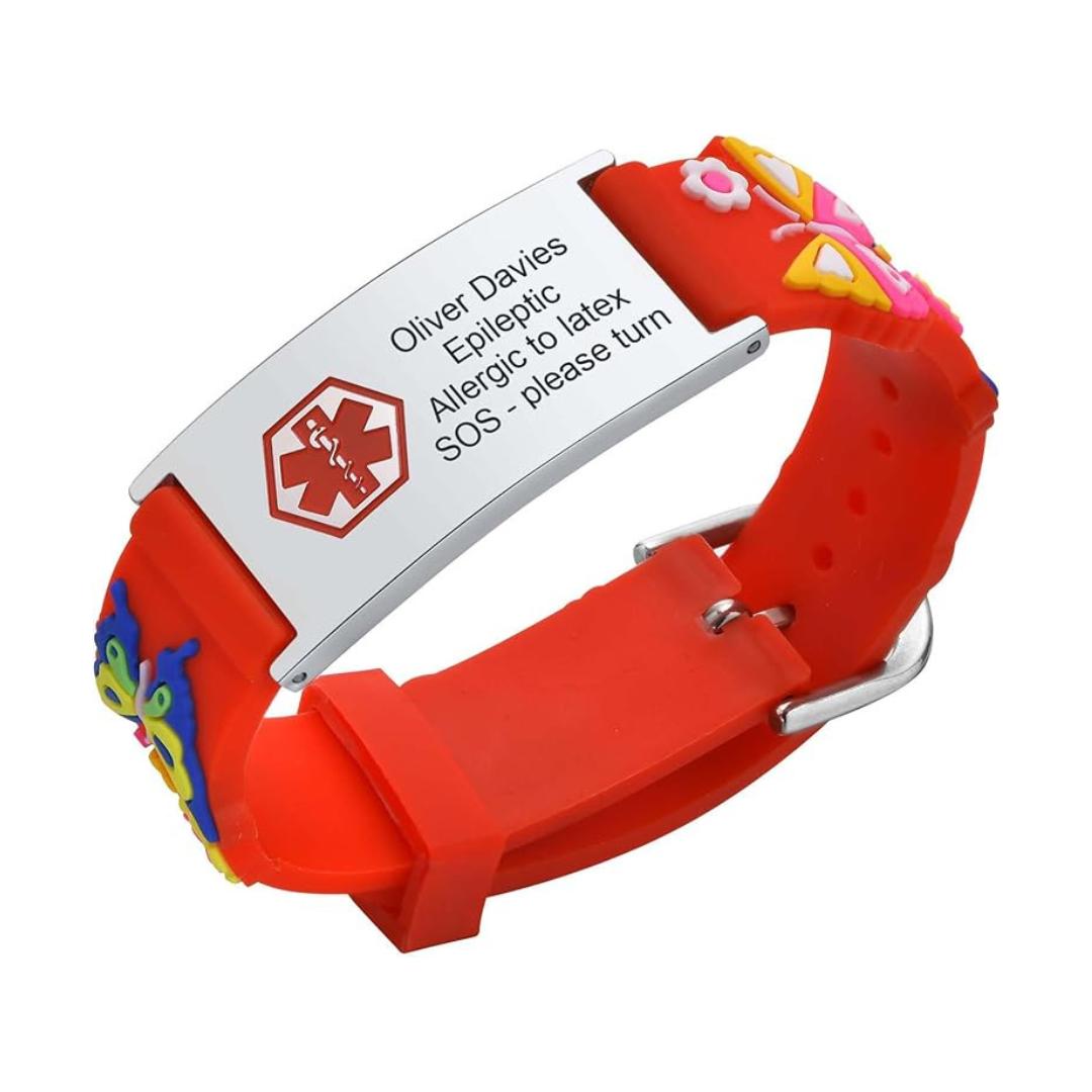 Kids’ Butterfly Medical ID Bracelet-Kids Medical Alert Bracelet-Auswara