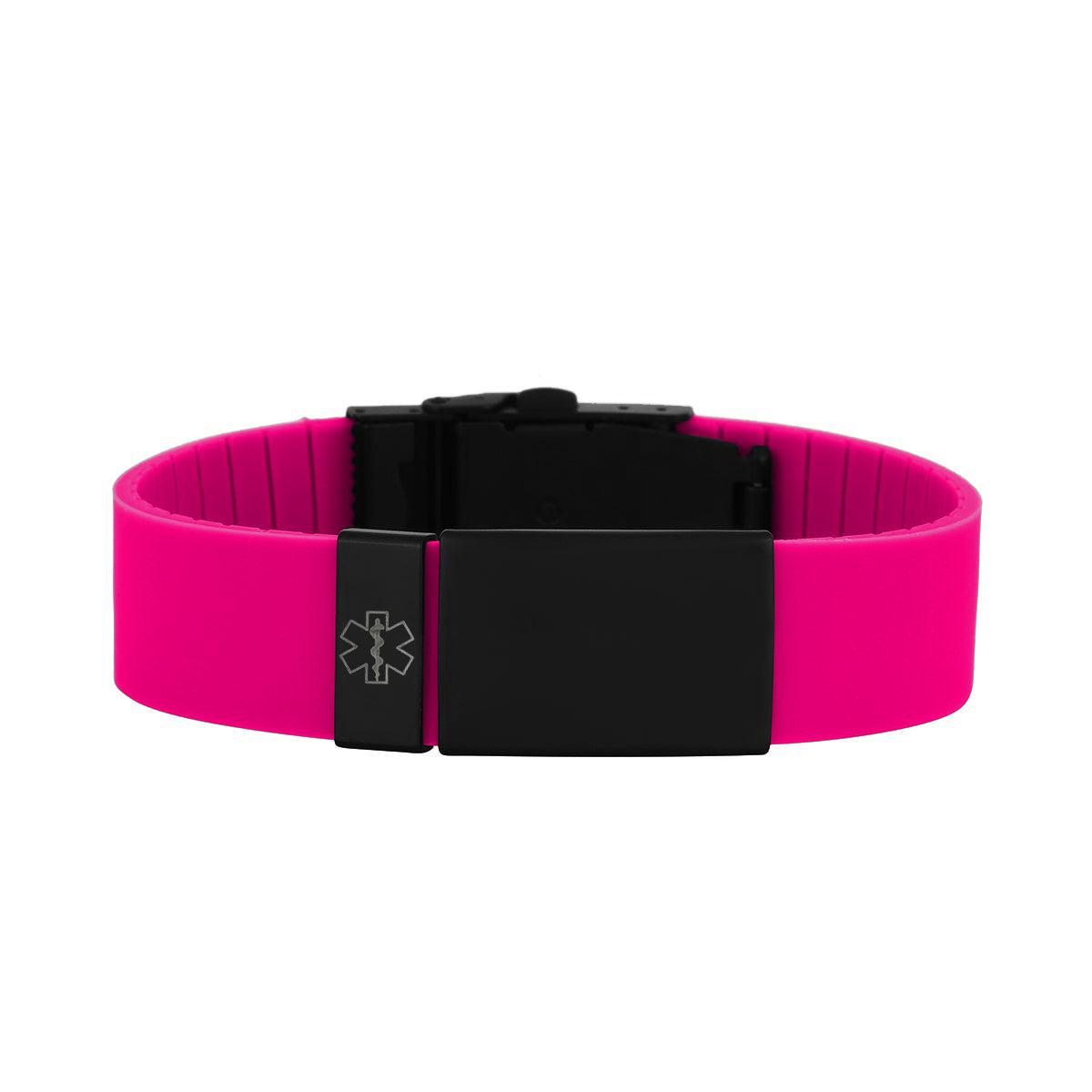 Kopo Pink Adjustable Silicone Sports Medical ID Bracelet