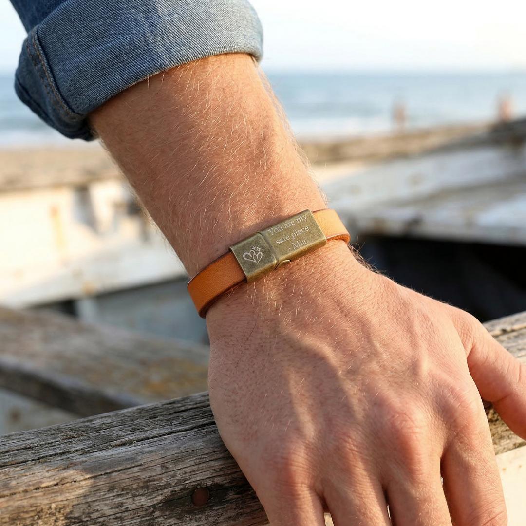 Legacy Engraved Leather Bracelet-Personalised Bracelet-Auswara