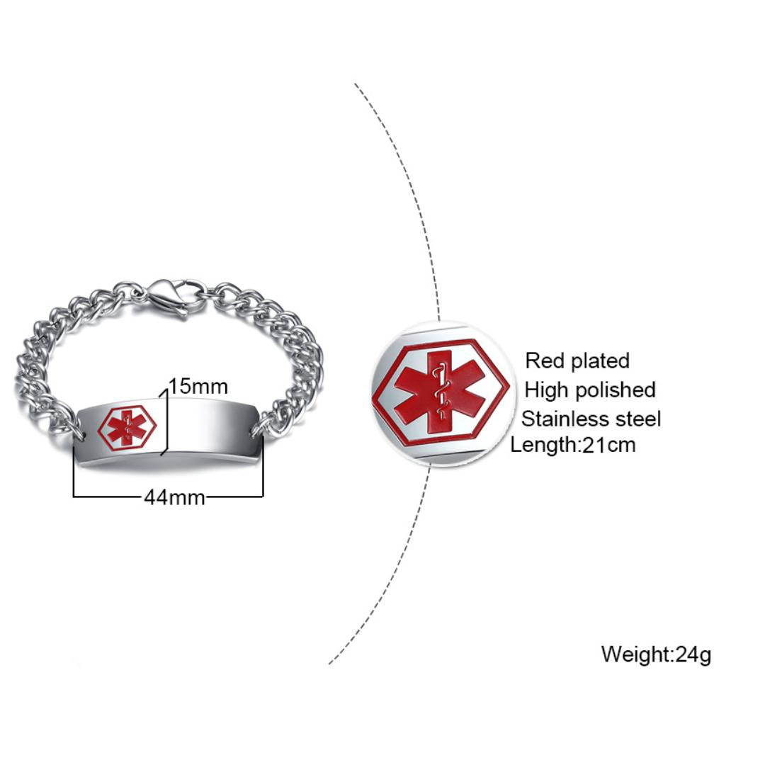 LifeShield Medical ID Chain Bracelet-Medical ID Bracelet-Auswara