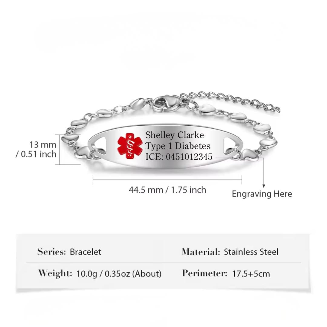 Lifeline Hearts Medical Alert Bracelet-Medical ID Bracelet-Auswara