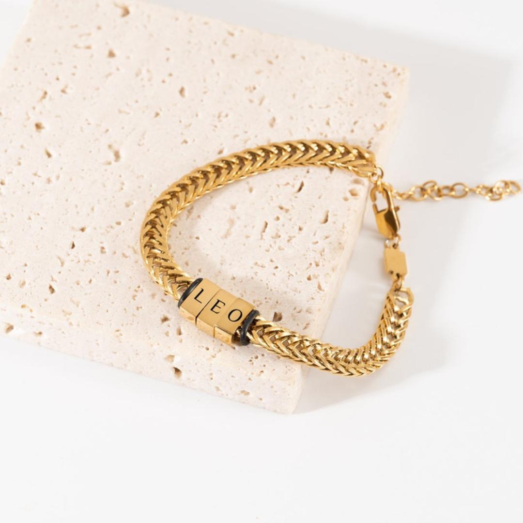 LinkChain Name Bead Bracelet-Personalised Bracelet-Auswara