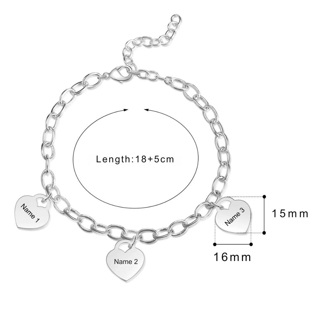 Linked Hearts Women's Personalised Bracelet-Women Bracelets-Auswara
