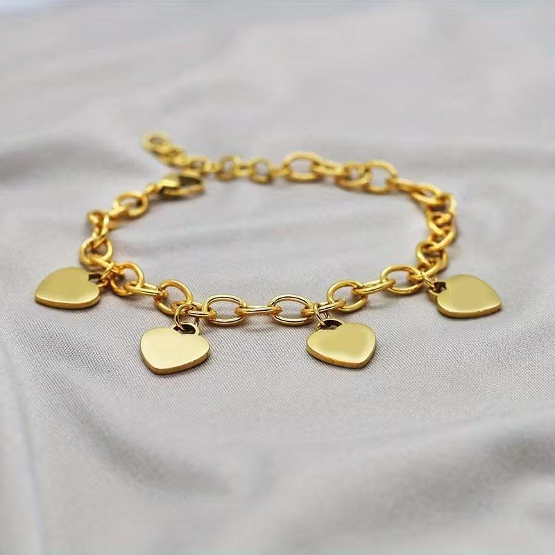 Linked Hearts Women's Personalised Bracelet-Women Bracelets-Auswara