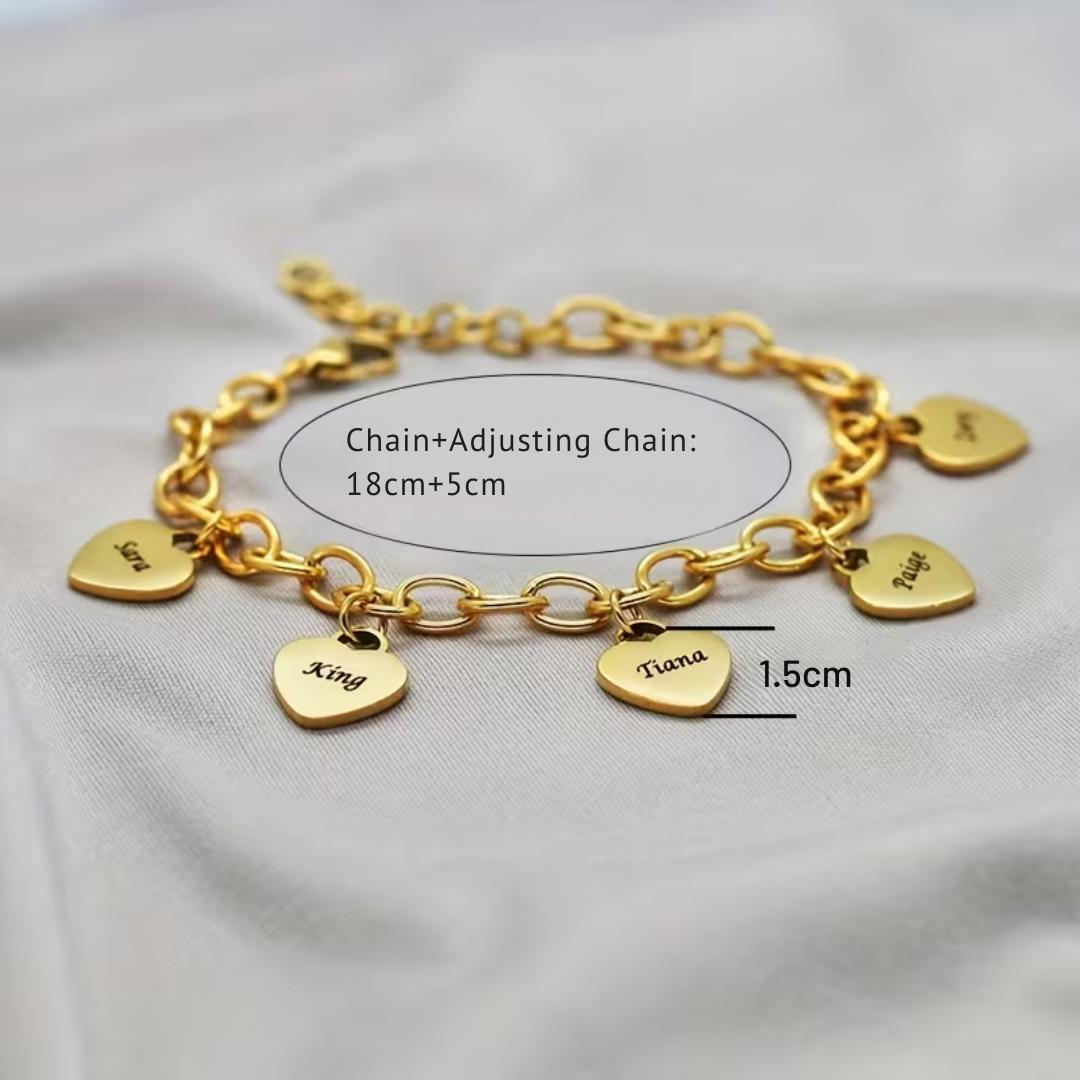 Linked Hearts Women's Personalised Bracelet-Women Bracelets-Auswara