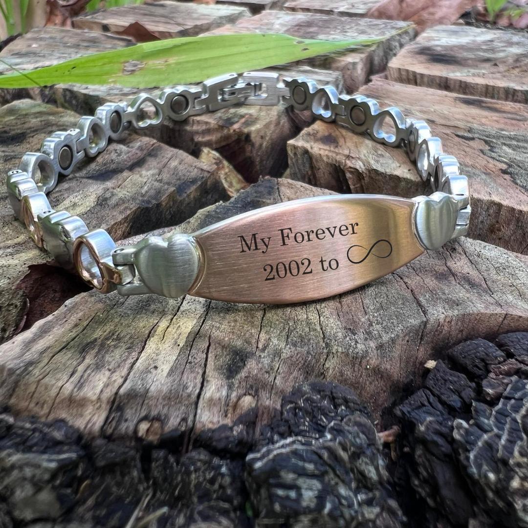 LustraLink Dual Engraving Heart Link Bracelet-Women Bracelets-Auswara