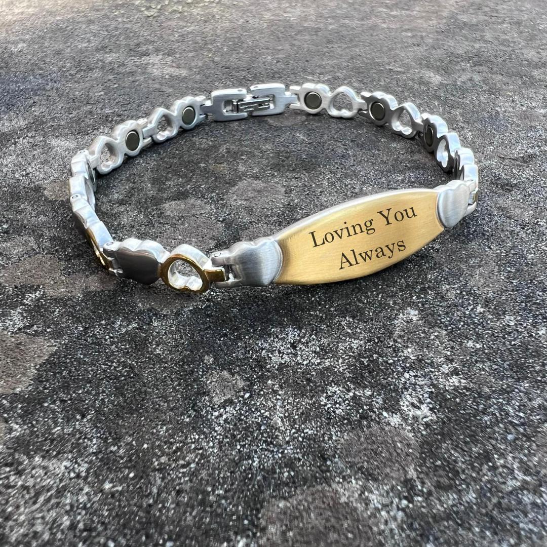 LustraLink Dual Engraving Heart Link Bracelet-Women Bracelets-Auswara