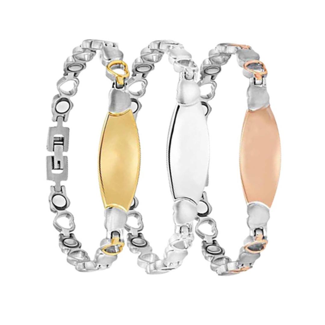 LustraLink Dual Engraving Heart Link Bracelet-Women Bracelets-Auswara