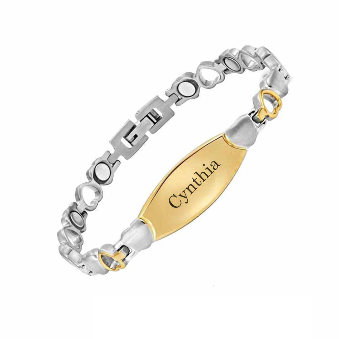 LustraLink Dual Engraving Heart Link Bracelet-Women Bracelets-Auswara