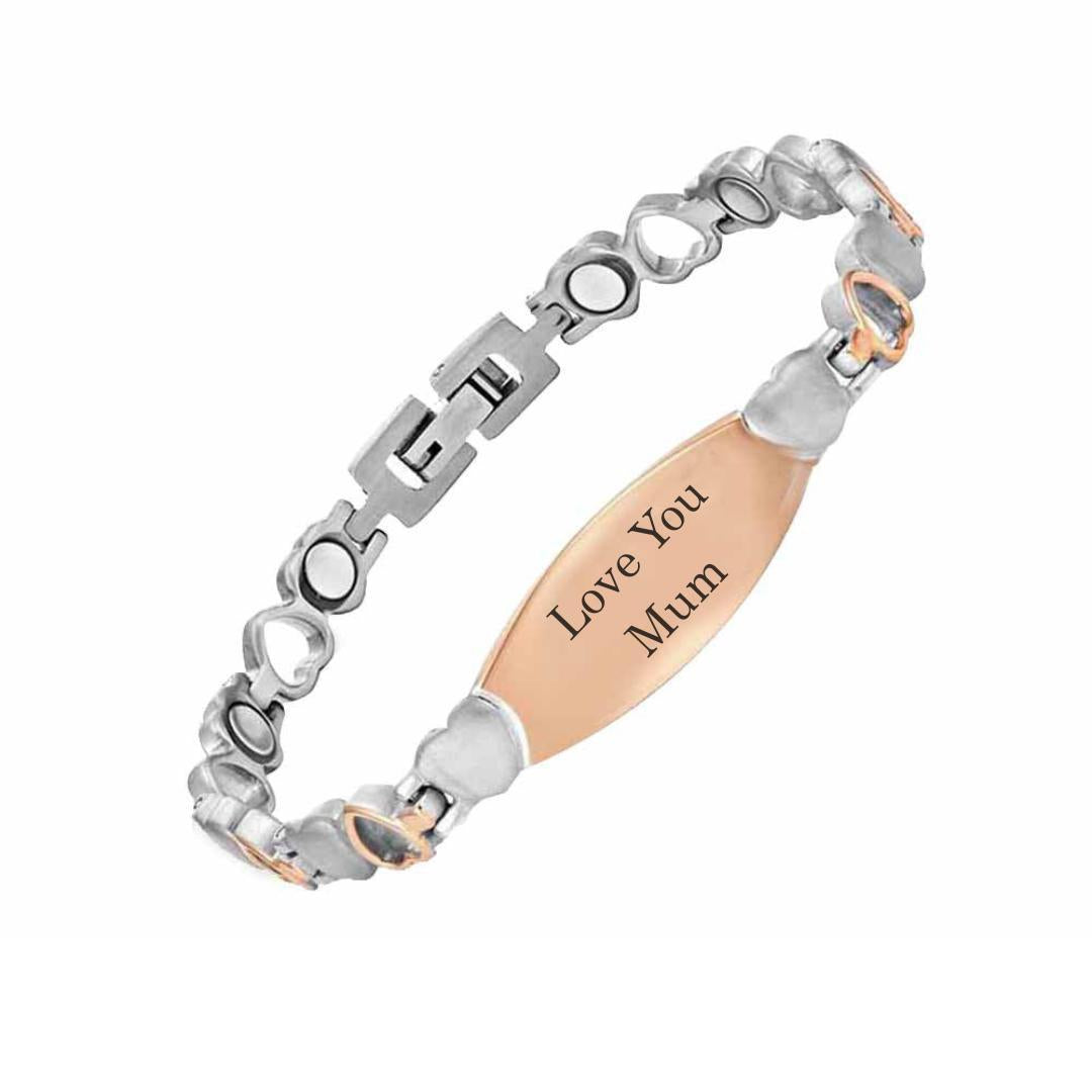 LustraLink Dual Engraving Heart Link Bracelet-Women Bracelets-Auswara