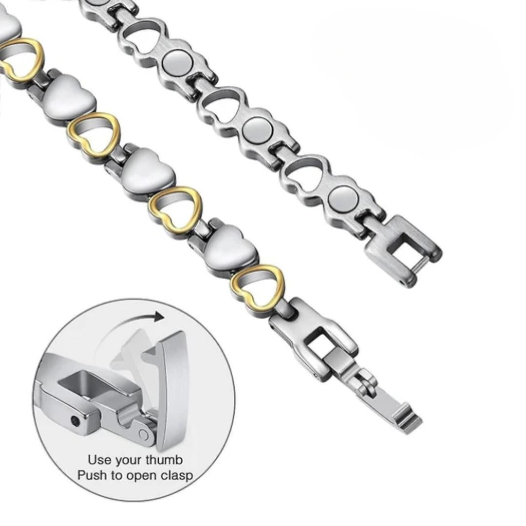 LustraLink Dual Engraving Heart Link Bracelet-Women Bracelets-Auswara