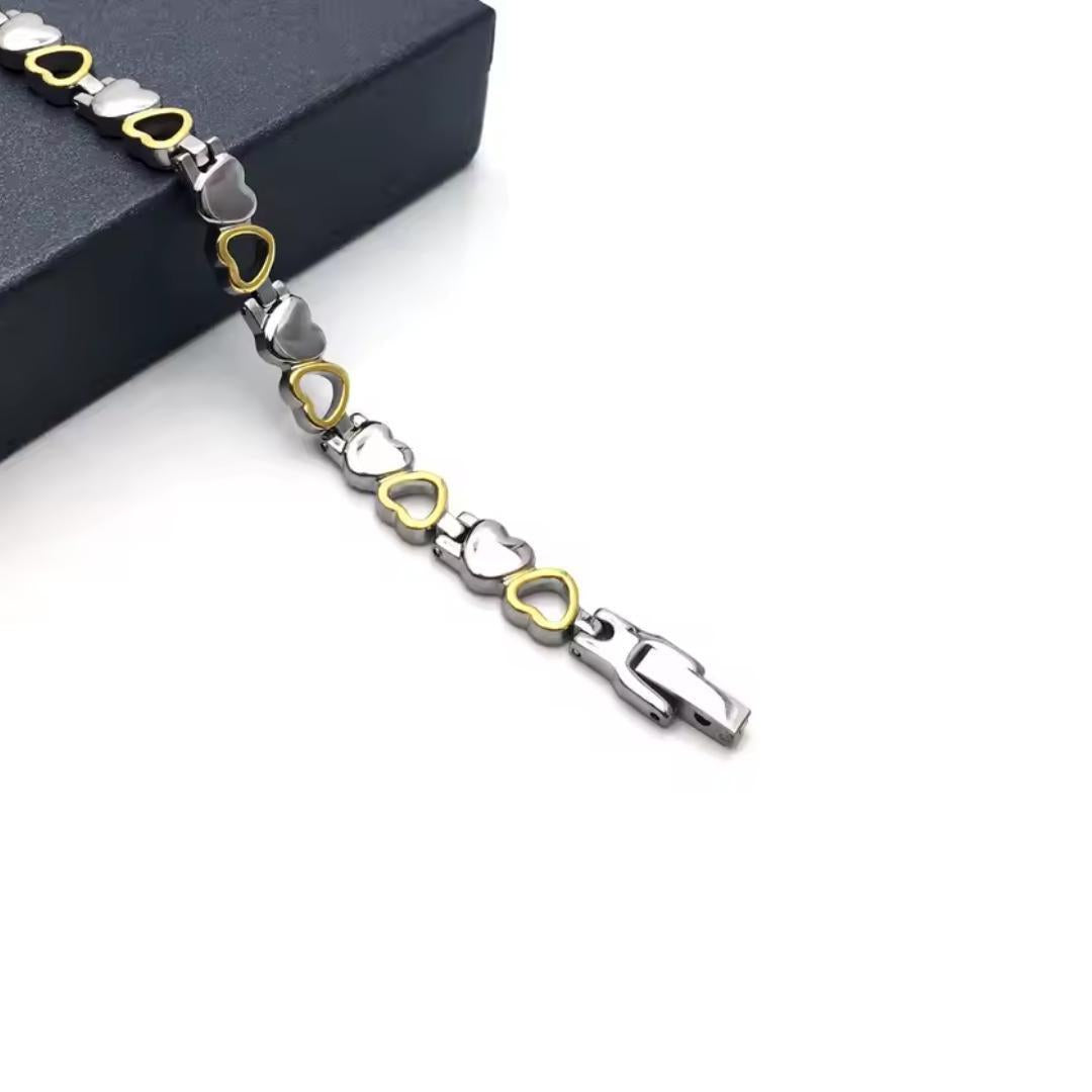 LustraLink Dual Engraving Heart Link Bracelet-Women Bracelets-Auswara