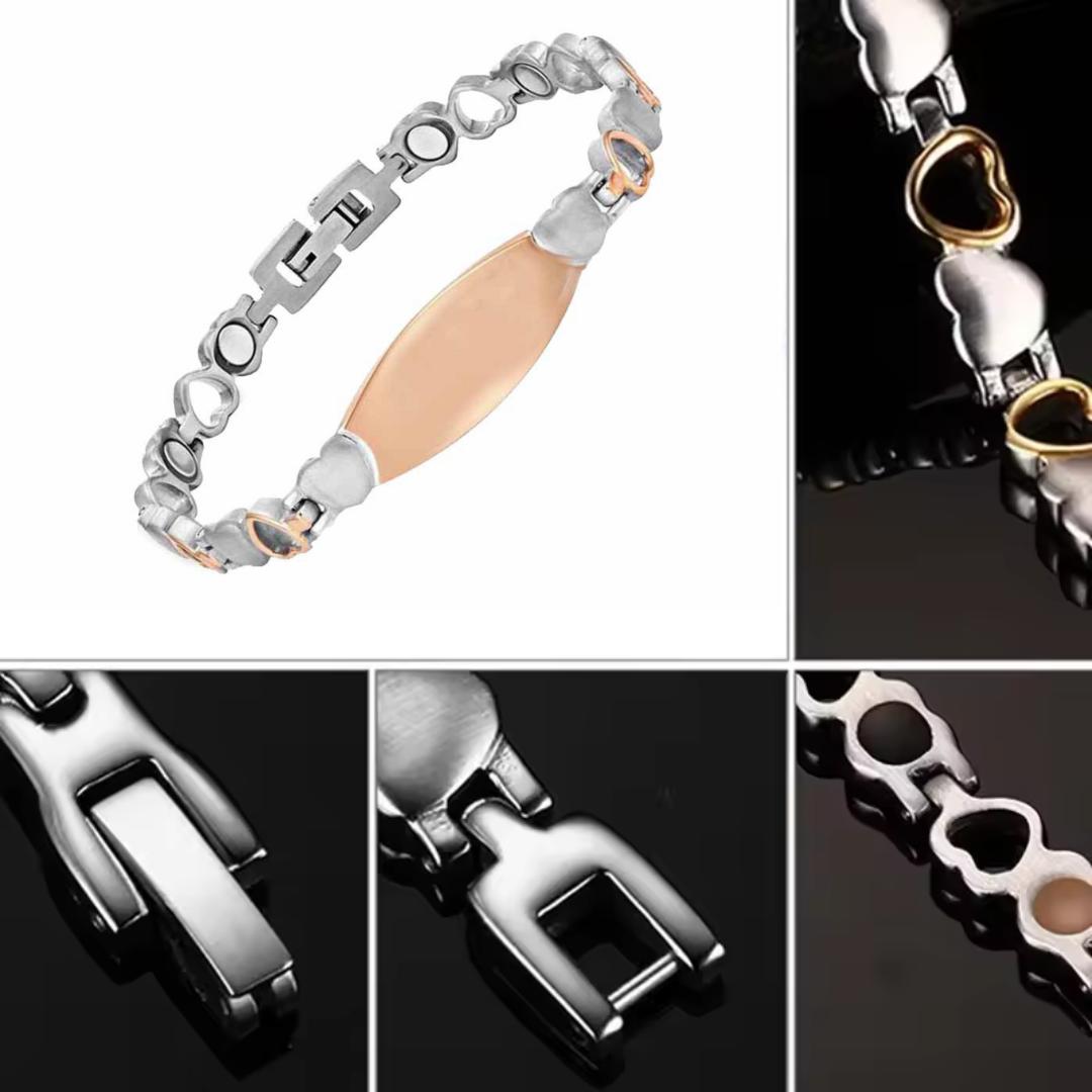 LustraLink Dual Engraving Heart Link Bracelet-Women Bracelets-Auswara