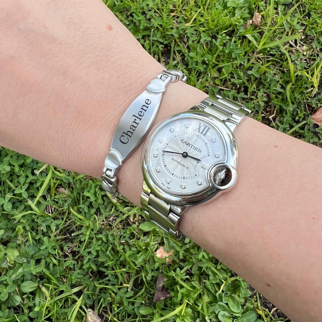 LustraLink Dual Engraving Heart Link Bracelet-Women Bracelets-Auswara