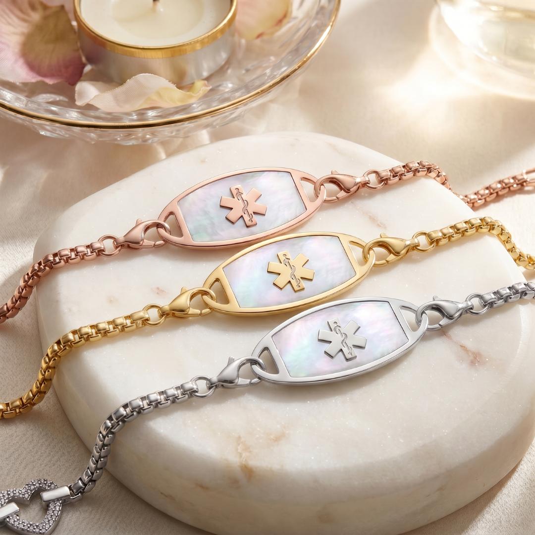 Lustre Heart Women’s Medical ID Bracelet-Medical ID Bracelet-Auswara