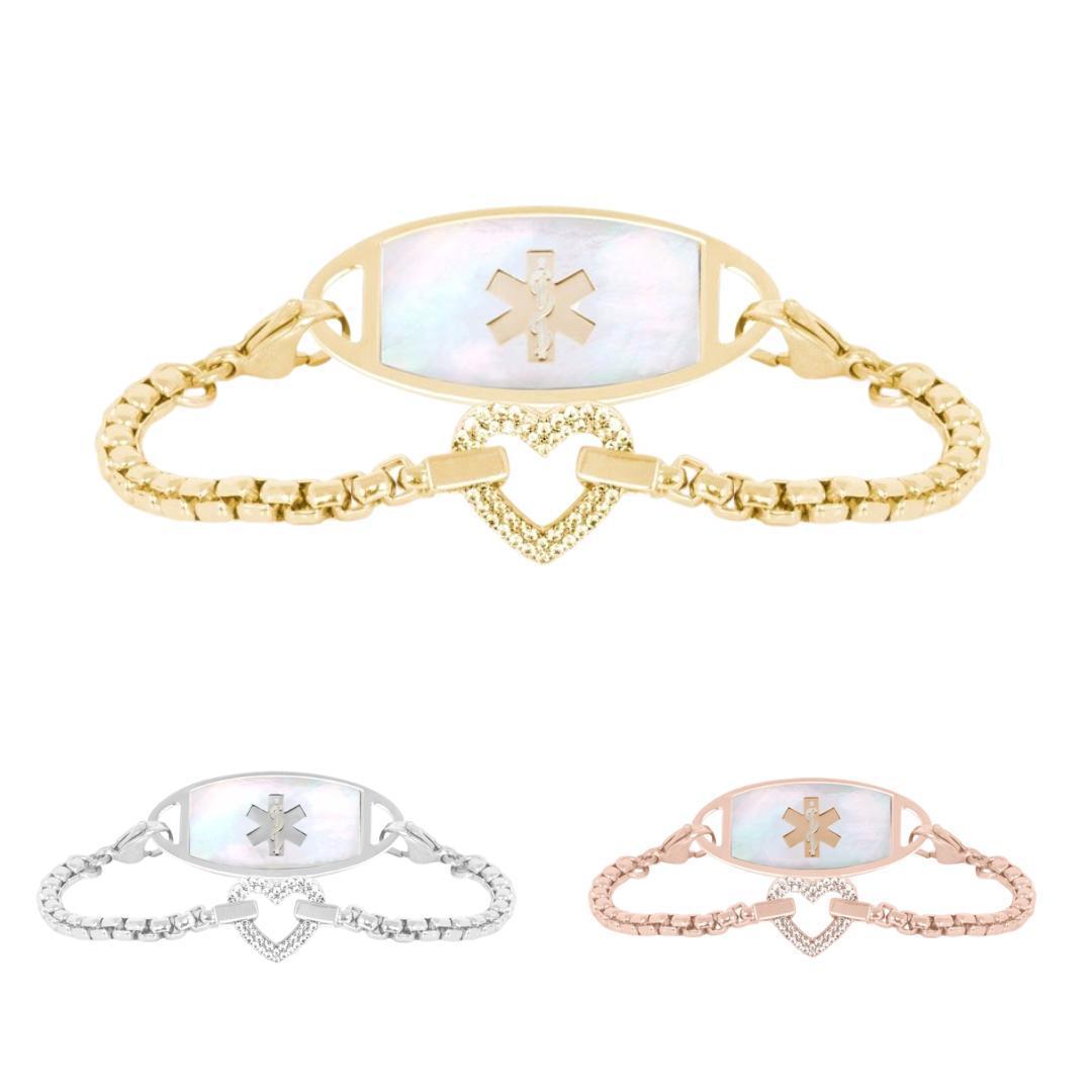 Lustre Heart Women’s Medical ID Bracelet-Medical ID Bracelet-Auswara