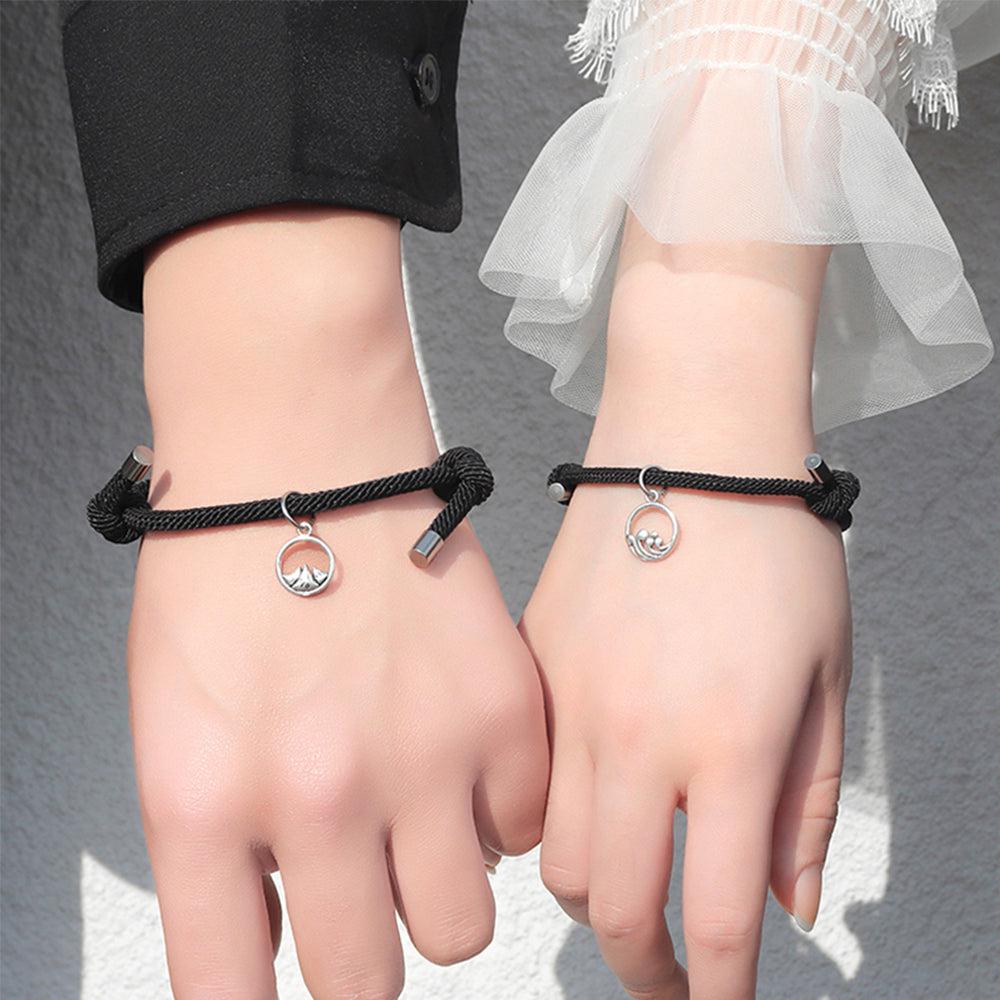 Magnetic Black Rope Friendship Bracelets-Friendship Bracelets-Auswara