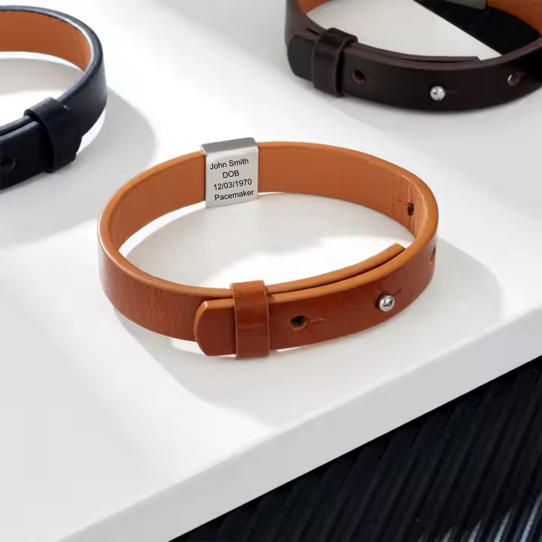 MediForma Leather ID Bracelet-Medical ID Bracelet-Auswara