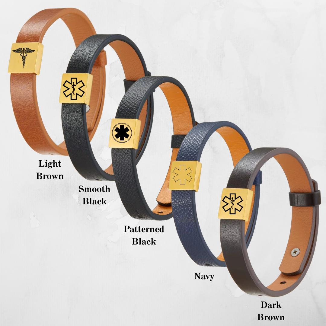 MediForma Leather ID Bracelet-Medical ID Bracelet-Auswara
