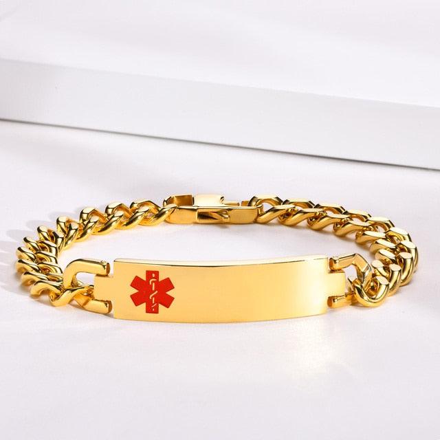 Medical Alert ID Stainless Steel Chain Bracelet-Medical ID Bracelet-Auswara
