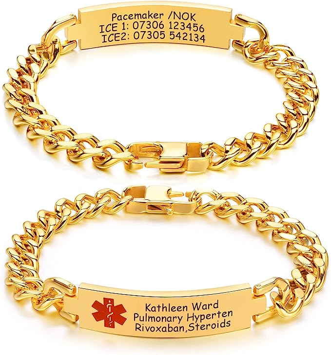 Medical Alert ID Stainless Steel Chain Bracelet-Medical ID Bracelet-Auswara