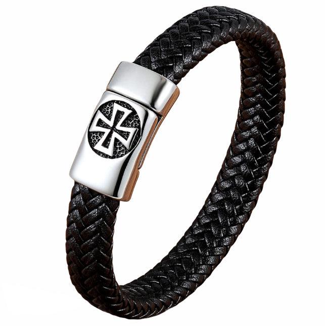 Men’s Cross Leather Bracelet-Cross Bracelet-Auswara