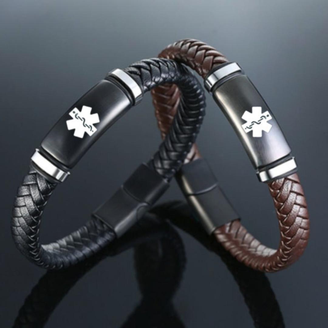 Men’s Sleek Braided Medical Alert Bracelet-Medical ID Bracelet-Auswara