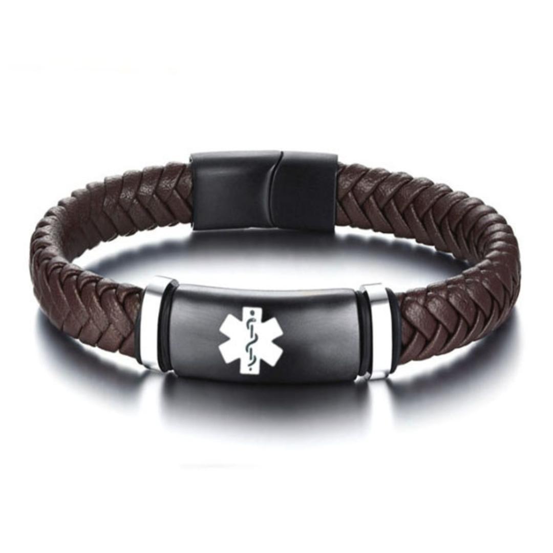 Men’s Sleek Braided Medical Alert Bracelet-Medical ID Bracelet-Auswara