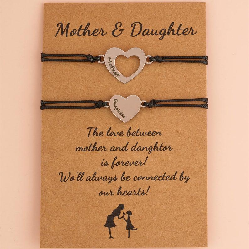 Mother & Daughter Heart Bracelet Set-Friendship Bracelets-Auswara